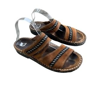 Minnetonka Brown Leather Sandals Two Straps sz 9